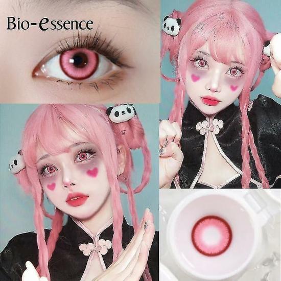 Contact Lenses | 1Pair Yearly Colored Contact Lenses For Eyes Cosplay Contact Beauty Makeup Anime Accessories Cyan Pink Lenses Contact Lenses Contact Lenses