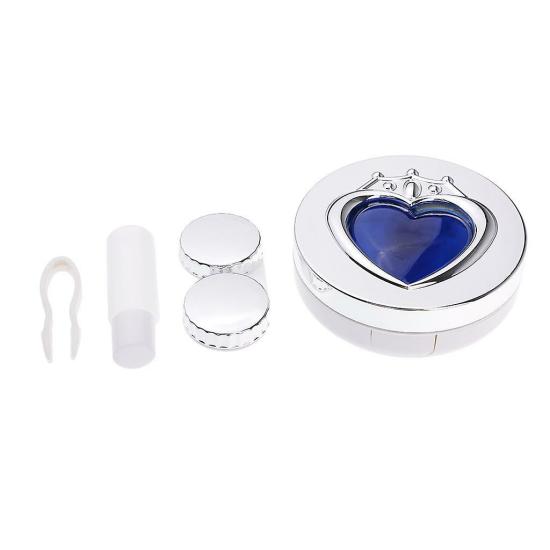 Contact Lenses | Beauty Mini Contact Lens Box Travel Soaking Case Travel Set Silver Blue Contact Lenses Contact Lenses