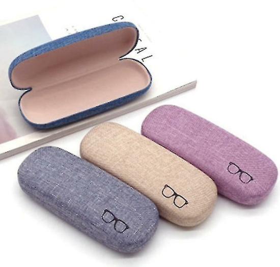 Eyewear Accessories | 3Pack Hard Shell Eyeglasses Case Protector Linen Fabrics Large Glasses Case Concise -Aoba Eyewear & Care Eyewear Accessories