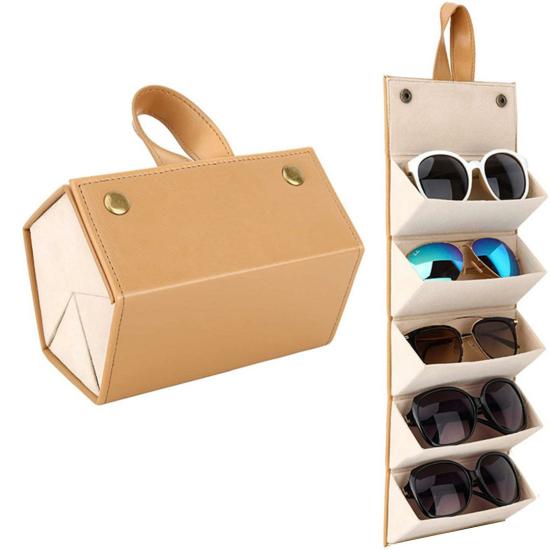 Eyewear Accessories | Sunglasses Storage Bag-Pu Leather Hanging Foldable Glasses Case Storage Box Eyewear & Care Black, Yellow, Pink