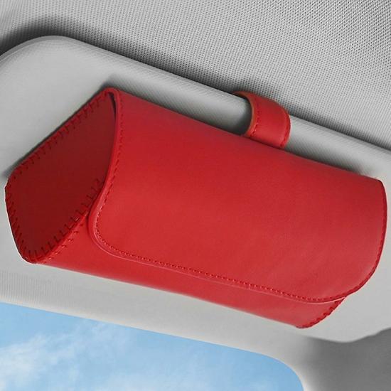 Eyewear Accessories | Universal Car Visor Sunglasses Case Storage Box Magnetic Fastener Sunglasses Holder Auto Interior Accessories Pu Leather Storage Box Eyewear & Care black, red, beige